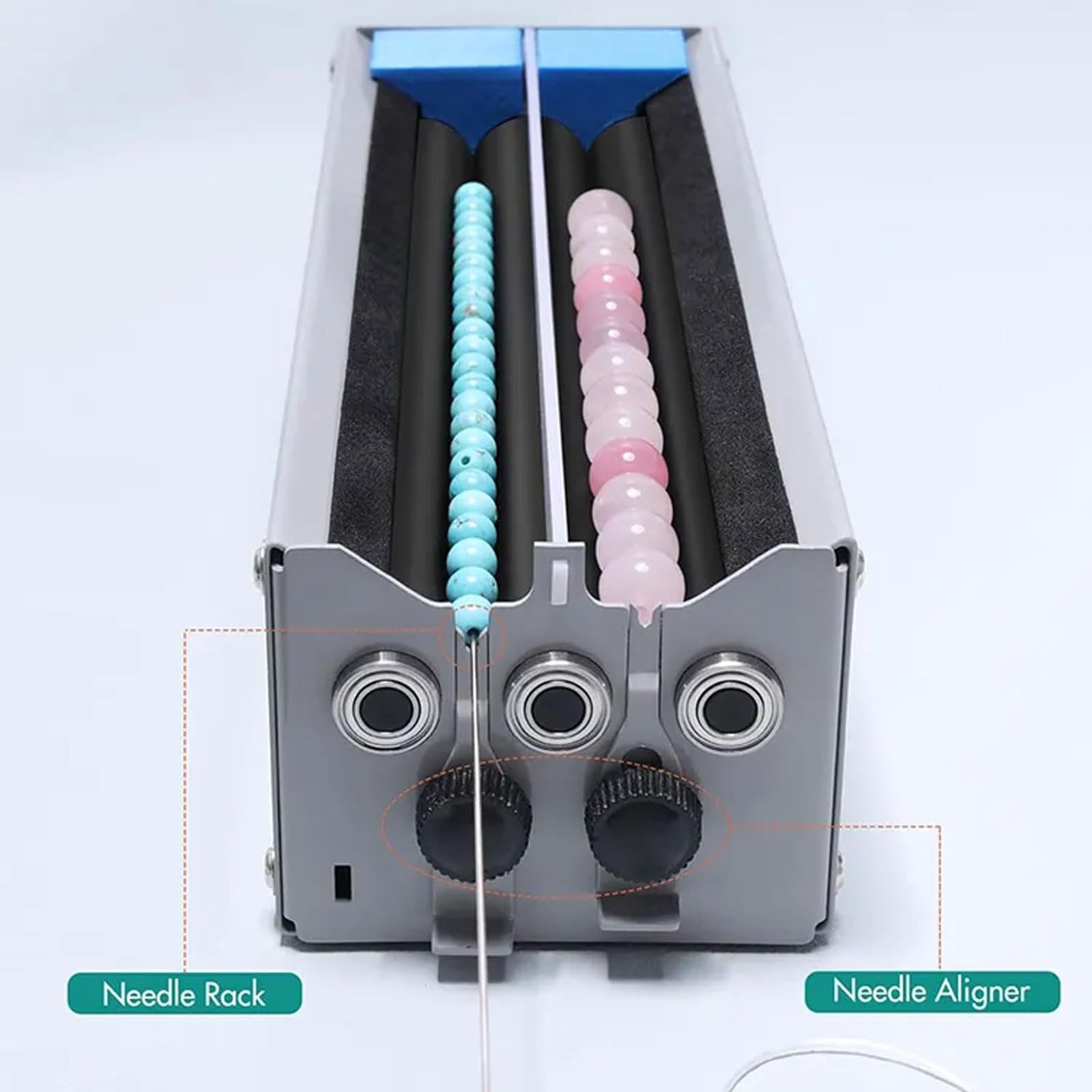 Macchina per Perline a 2 Canali, Macchina per Infilare Automatica da 3-17 Mm, Infila Ago Elettrico Regolabile a 3 velocità con Ago, per Gioielli, Braccialetti, Collane