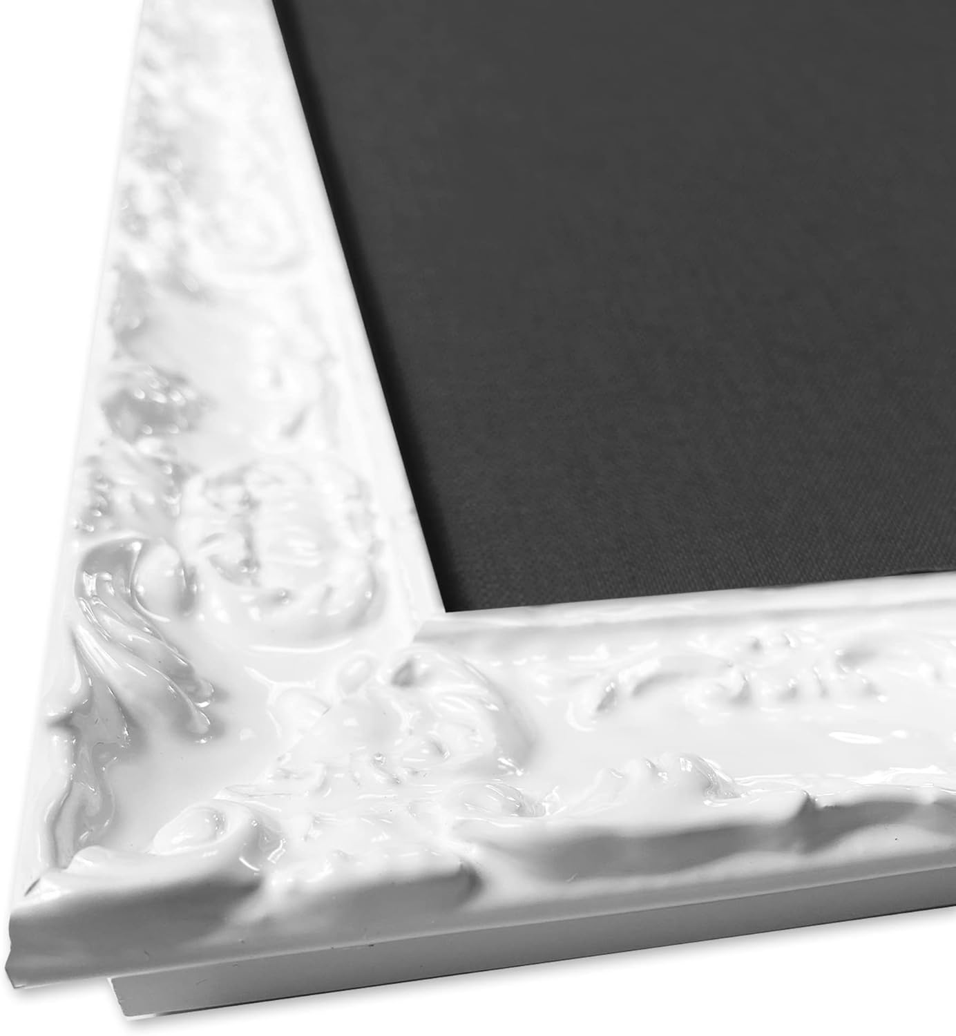 Glam Framed Black Fabric Bulletin Board Handcrafted (24x30, Pure White)