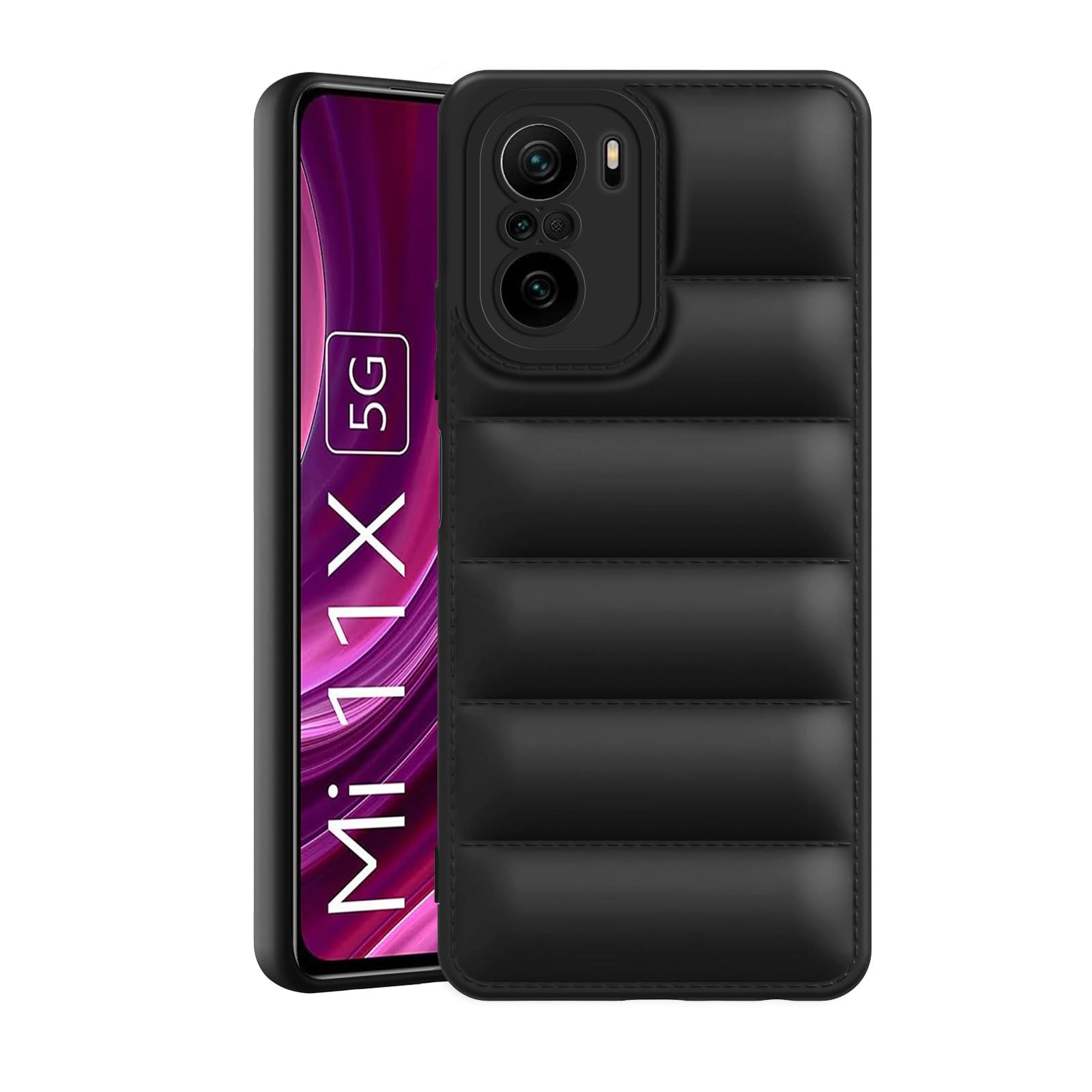 Amazon Brand - Solimo Rubber Puffer Case Camera Protection Soft Back Cover for Mi 11X/Mi 11X Pro - Black (B0CV54PK3Z) Amazon Price History, Amazon Price Tracker
