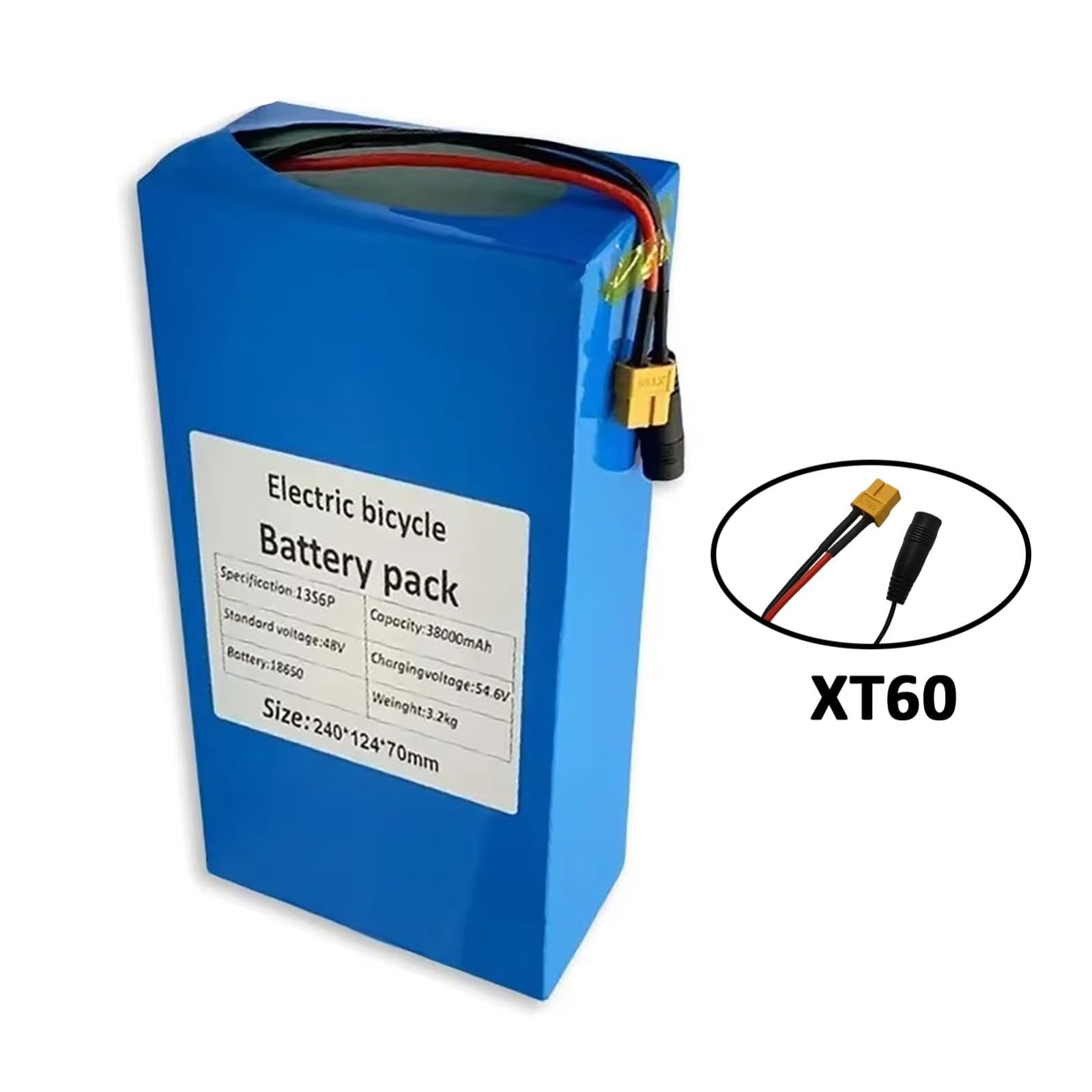 Batterie Lithium-ION Rechargeable 48 V 38 Ah pour Vélo Électrique 13S6P, avec Protection BMS