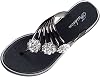 Womens Thong Flat Sandals Rhinestone Floral Flip Flop Slides Beach Wedding Summer Sparkly Sandals Casual Dressy Shoes