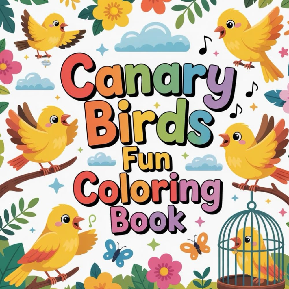 Canary Birds Fun Coloring book: canary coloring book for adults relaxation focus simple, canary color book for kids stress relief easy, canary ... bird coloring book for adults stress relief