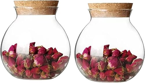 Miniatura 9 de Snminetal Recipientes de almacenamiento de vidrio de 17 onzas, tarros de dulces de boda, con tapa hermética de corcho, perfectos para té, galletas,