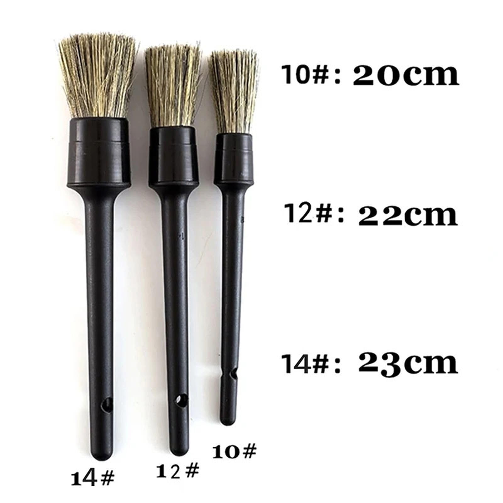 3 Stück Natürliche Wildschwein Haar Auto Detailing Bürste Set Weiche Borsten Auto Reinigung Bürste Kits Reifen Rad Waschen