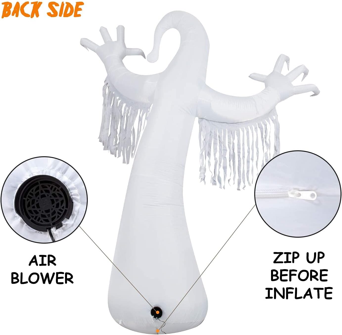 10 Ft Halloween Inflatables Ghost Decorations, Built-in Orange LED Lights with Flame Effect, Outdoor Halloween Inflatables for Yard Lawn Garden Decor