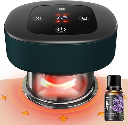 PLAZALA Juego de terapia de ventosas eléctricas, masajeador inteligente 4 en 1 con terapia de luz roja para aliviar el dolor