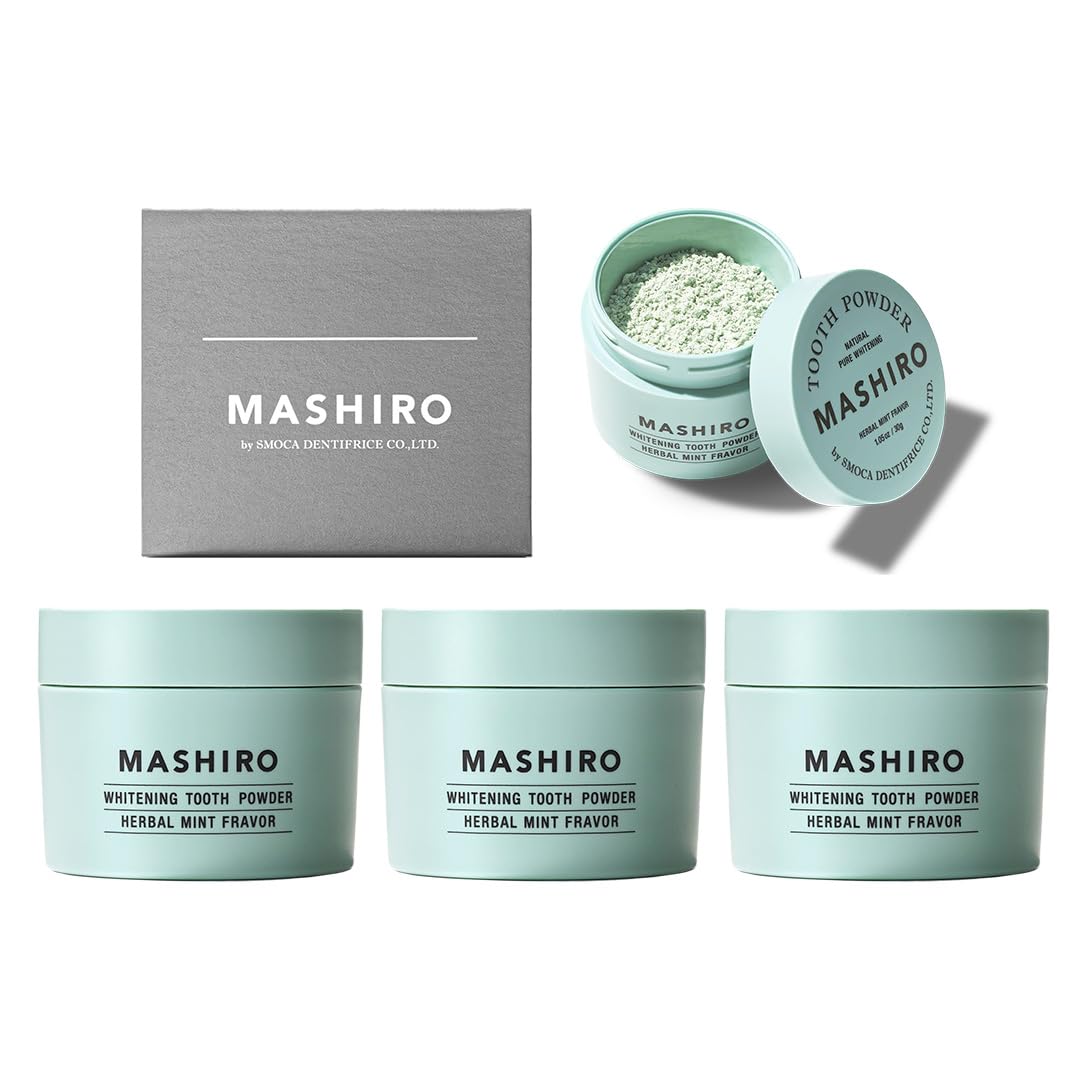 MASHIRO Medicated Whitening Tooth Powder, Herbal Mint, 1.1 oz (30 g) (Approx. 100 Uses), Set of 3, Quasi-Drug Whitening Toothpaste, Stain Care, Yellowing, Bad Breath, Made in Japan