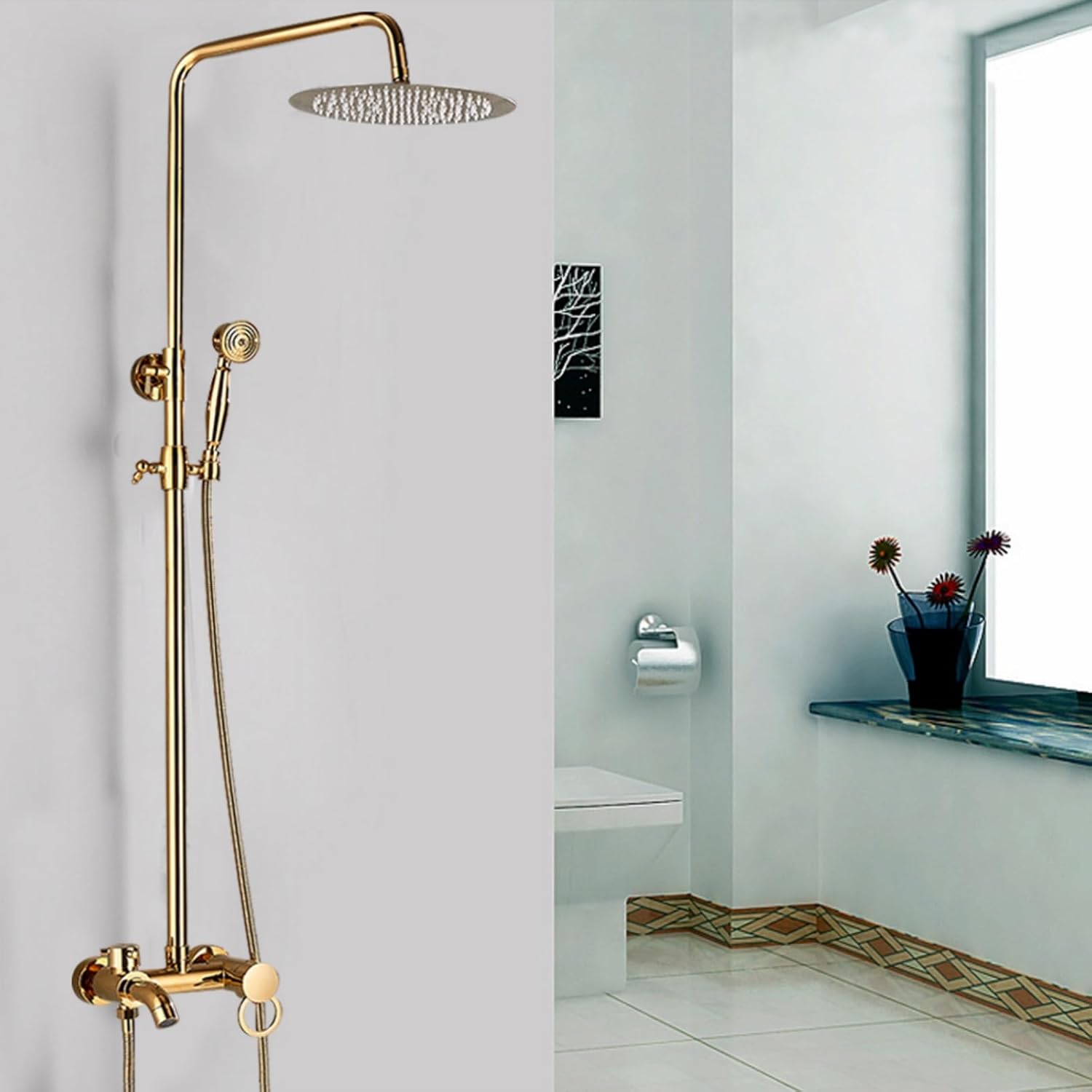 Gold Shower Fitting Shower System Bathroom Shower Set Antique Brass