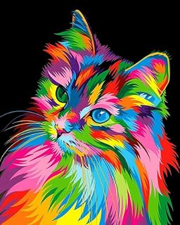 WELHAEPI 5D DIY Diamond Art Painting Kits Full Drill, Diamond Crystal Rhinestone Gem Arts and Crafts Cross Stitch Embroidery Paintings Pictures by Numbers for Kids Adults Home Wall Decoration - Cat