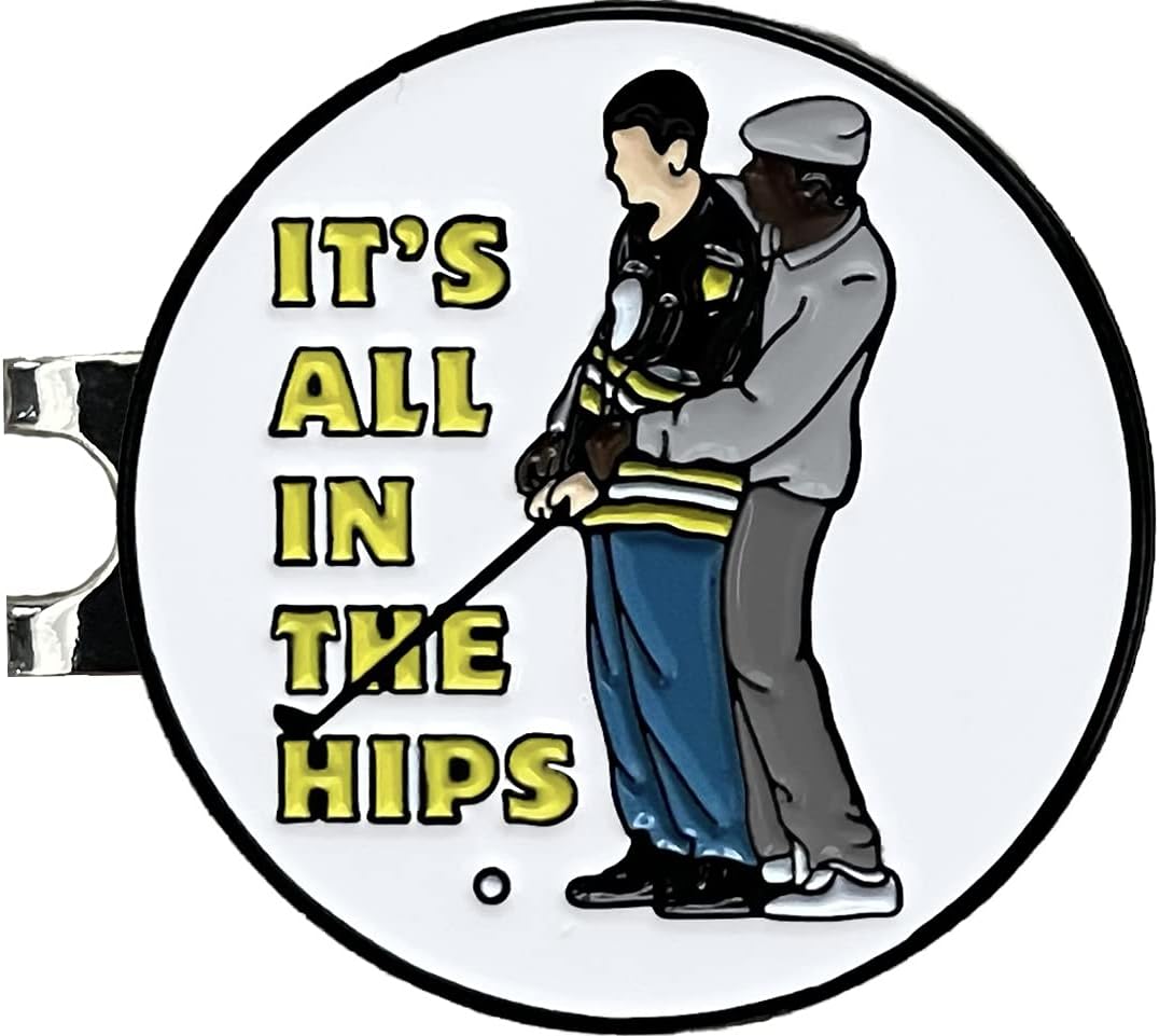 Balanced Co. Funny Golf Hat Clip with Enamel Magnetic Ball Marker (All in The Hips) : Sports & Outdoors