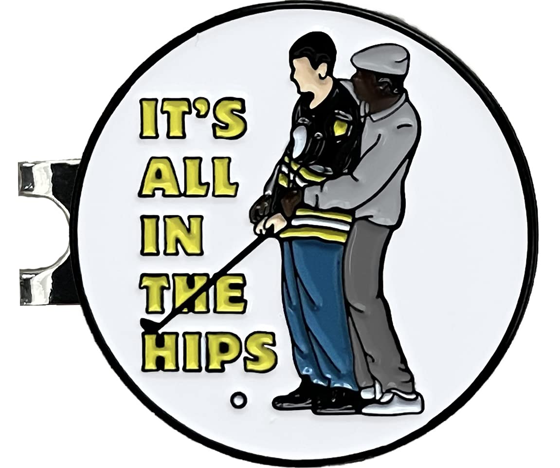 Balanced Co. Funny Golf Hat Clip with Enamel Magnetic Ball Marker (All in the Hips)