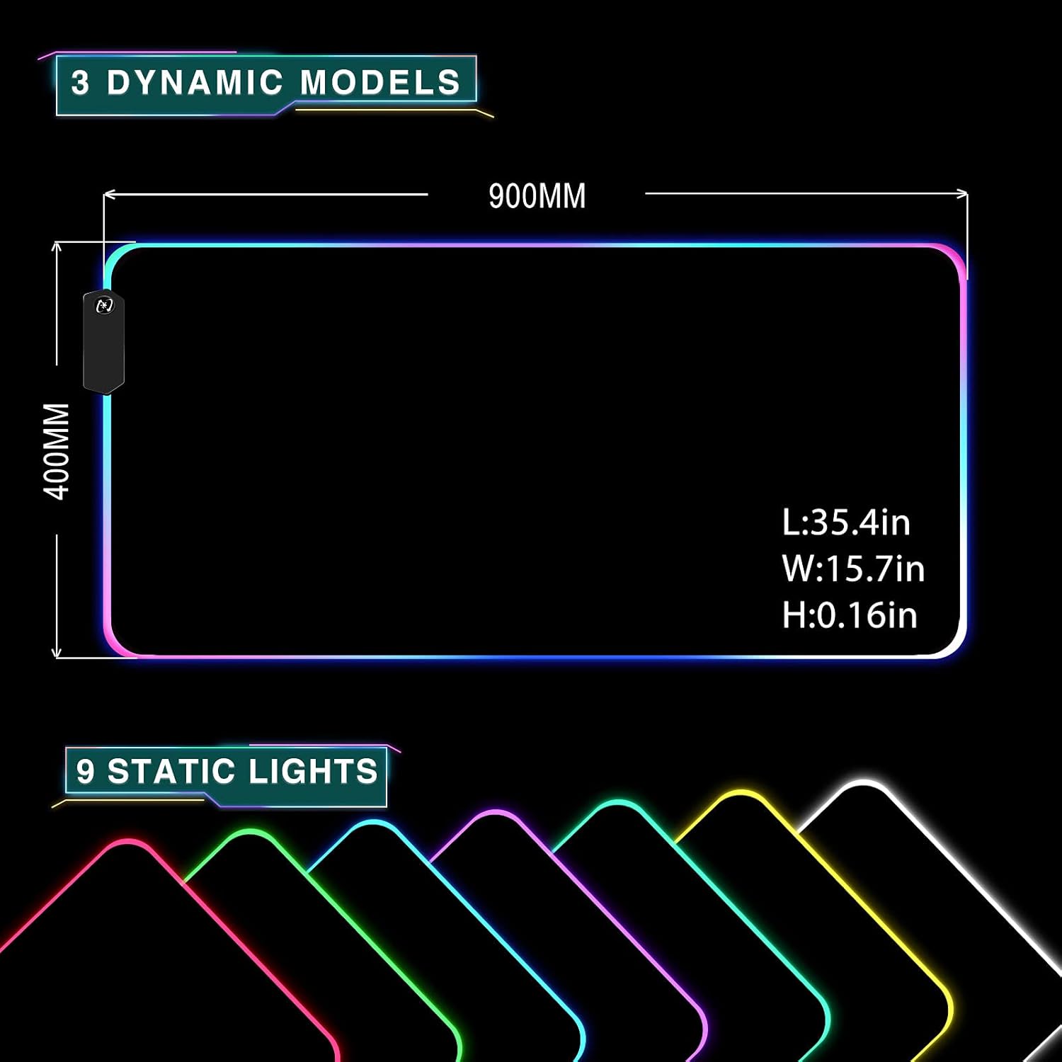 Personalized RGB LED Extended Mouse Pad - Customized Large Mousepad for Office & Dorm - Custom Keyboard Mat - Personalised Gifts for Gaming Lovers, 35.4x15.7 in