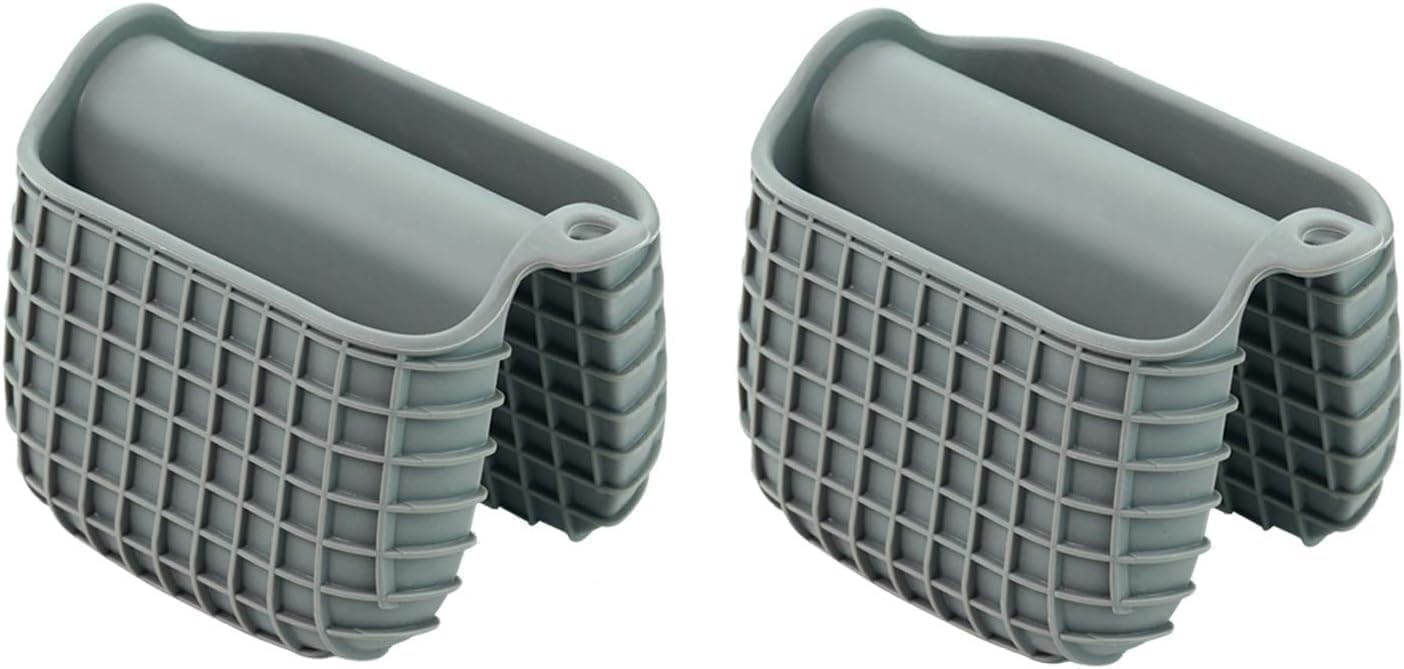 Mini Silicone Oven Mitts Set, Oven Mitts Heat Insulation, Oven Gloves for Kitchen Cooking and Baking, Protecting Fingers Mini Oven Hand Clips are Sold in Pairs(Square-Gray)