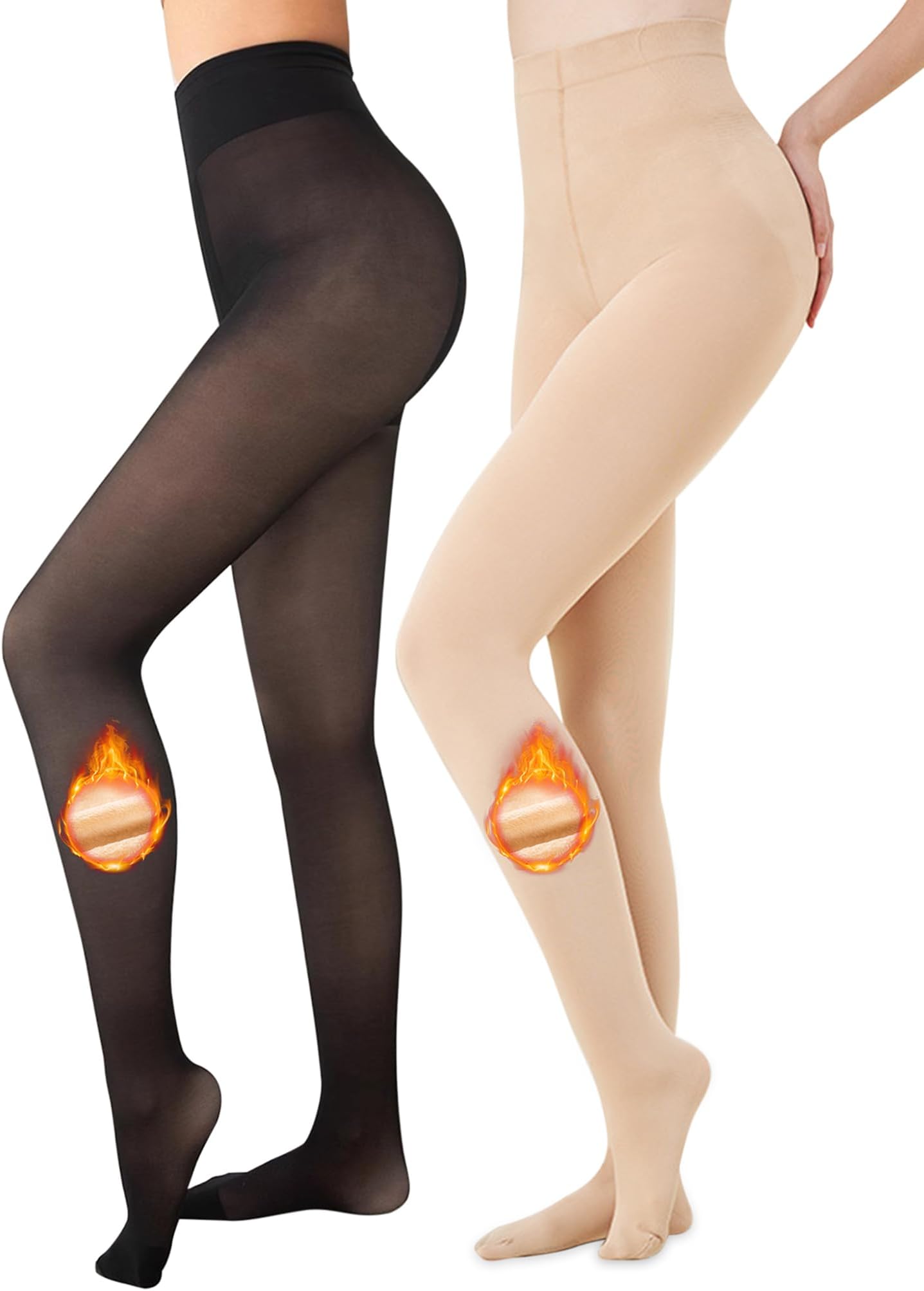 IbeautiWomens Fleece Lined Tights Sheer Warm Fake Translucent Thermal Pantyhose