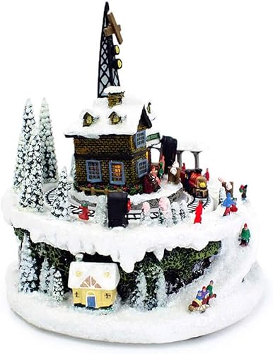 Miniatura 2 de Estación de tren de invierno de 6.75 pulgadas, diorama musical de mesa con luz para varios villancicos navideños