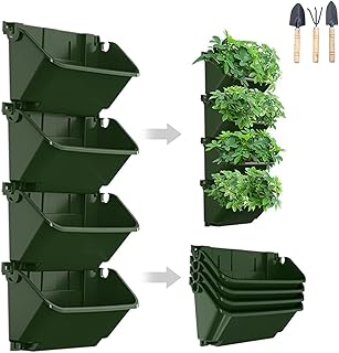 Vertical Wall Planter, 4 Packs Self Watering Wall Planters for Indoor wi...