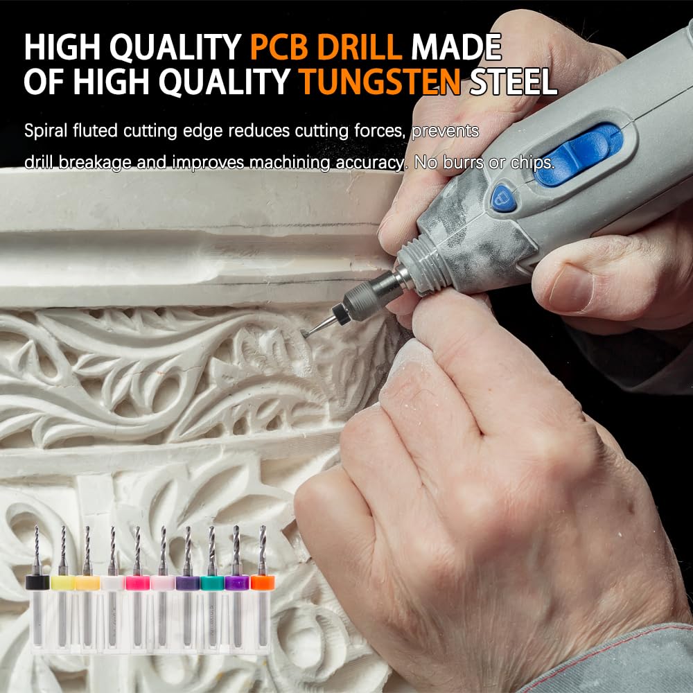 Pilikoll 30 Pcs PCB Micro Drill Bits Set 1/8" Shank Spiral Flute CNC Router Bits 0.1mm-3.0mm PCB Miniature Drill Bit pcb Drill Bits Set for Print Circuit Board Jewelry Plastic Wood Soft Metal - Image 3