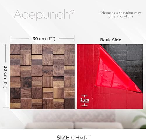 Miniatura 5 de 6 paneles de mosaico de madera hechos a mano, adhesivo para despegar y pegar, renovación de pared, diseño mural duradero, mosaico de nogal marrón