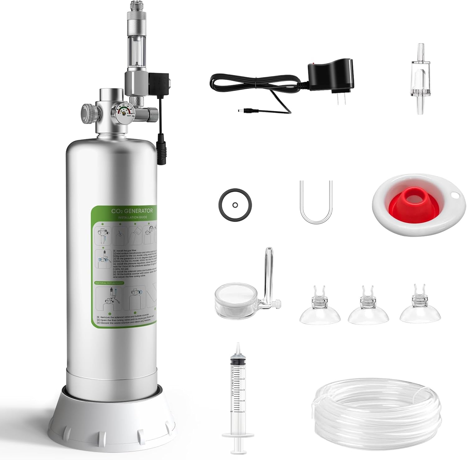 MagTool 2025 Upgraded 2.5-5L DIY Aquarium CO2 Generator Kit, Stainless Steel Bottle with Integrated Solenoid & Bubble Counter, Safety Valve, Main Switch, Complete Accessories for Planted Tanks