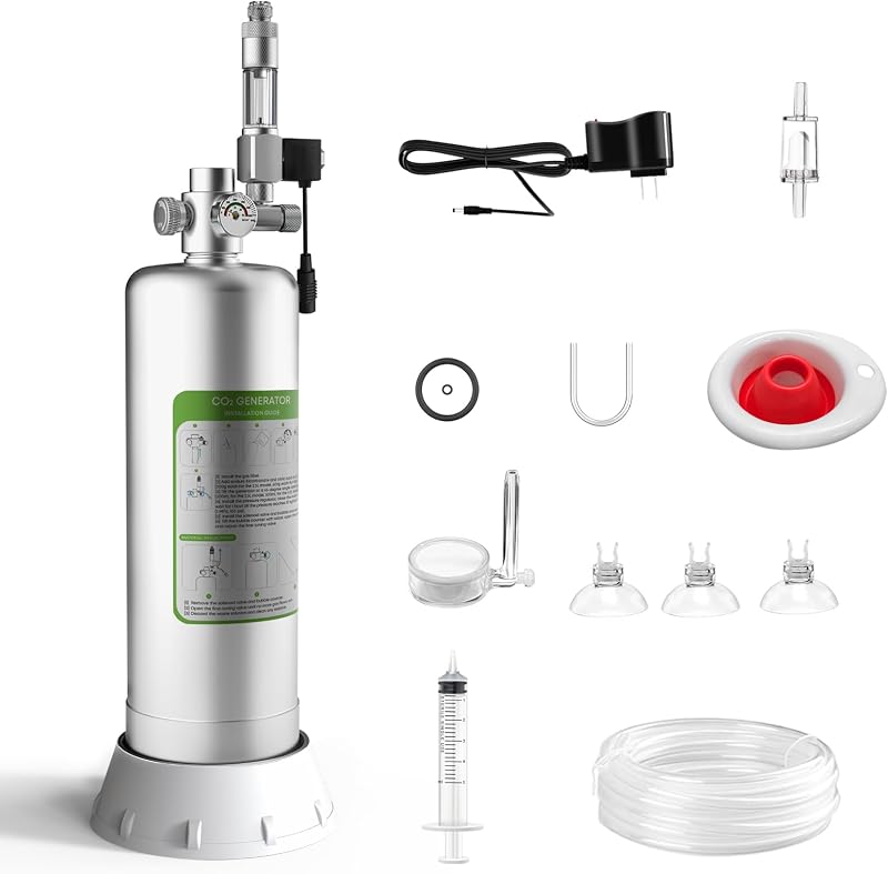 Kit Gerador de CO₂ DIY para Aquário Plantado MagTool em Aço Inoxidável 304 com Solenoide Integrado e Contador de Bolhas 2,5 L