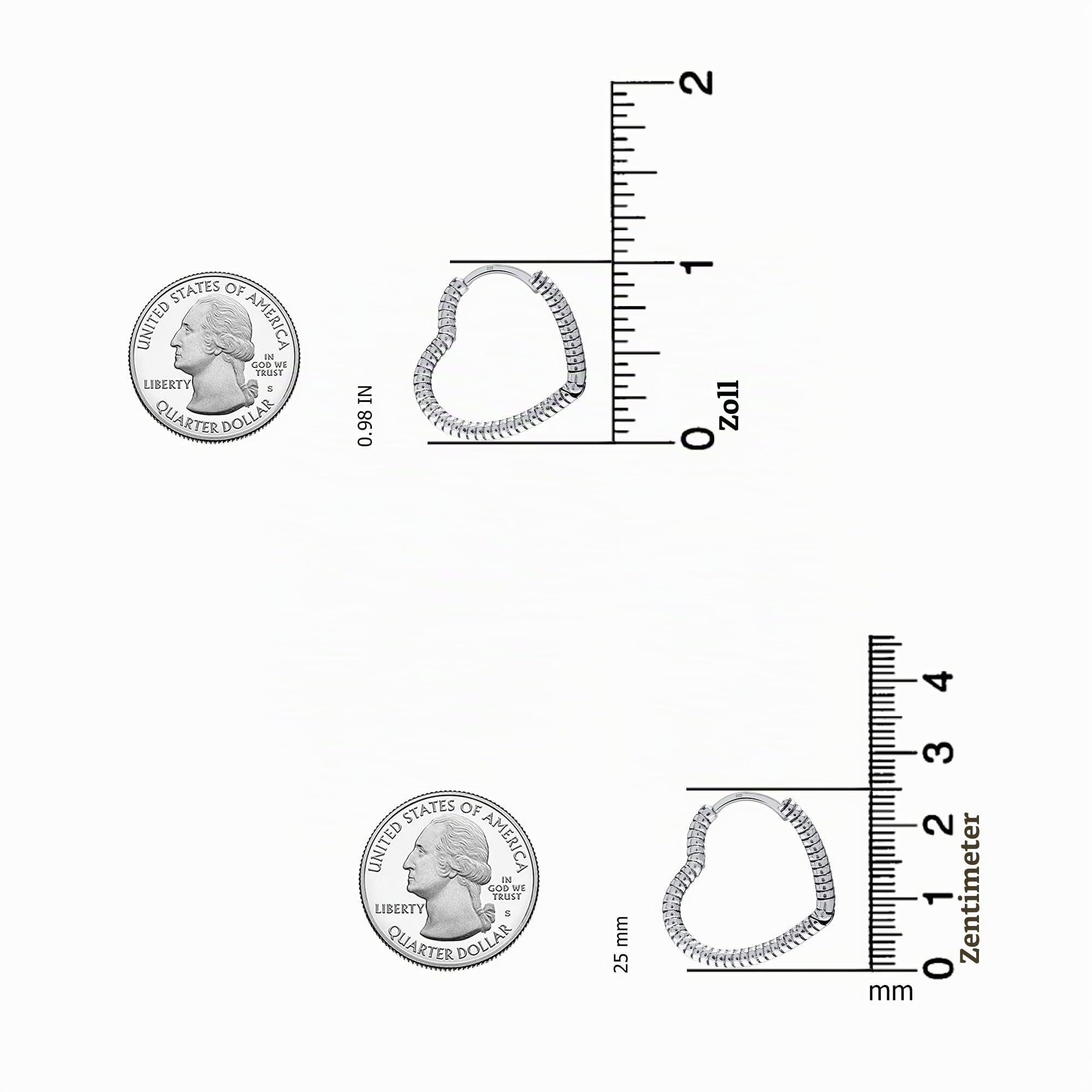 LeCalla 925 Sterling Silber Klassische Liebe Herz Creolen Ohrringe für Frauen