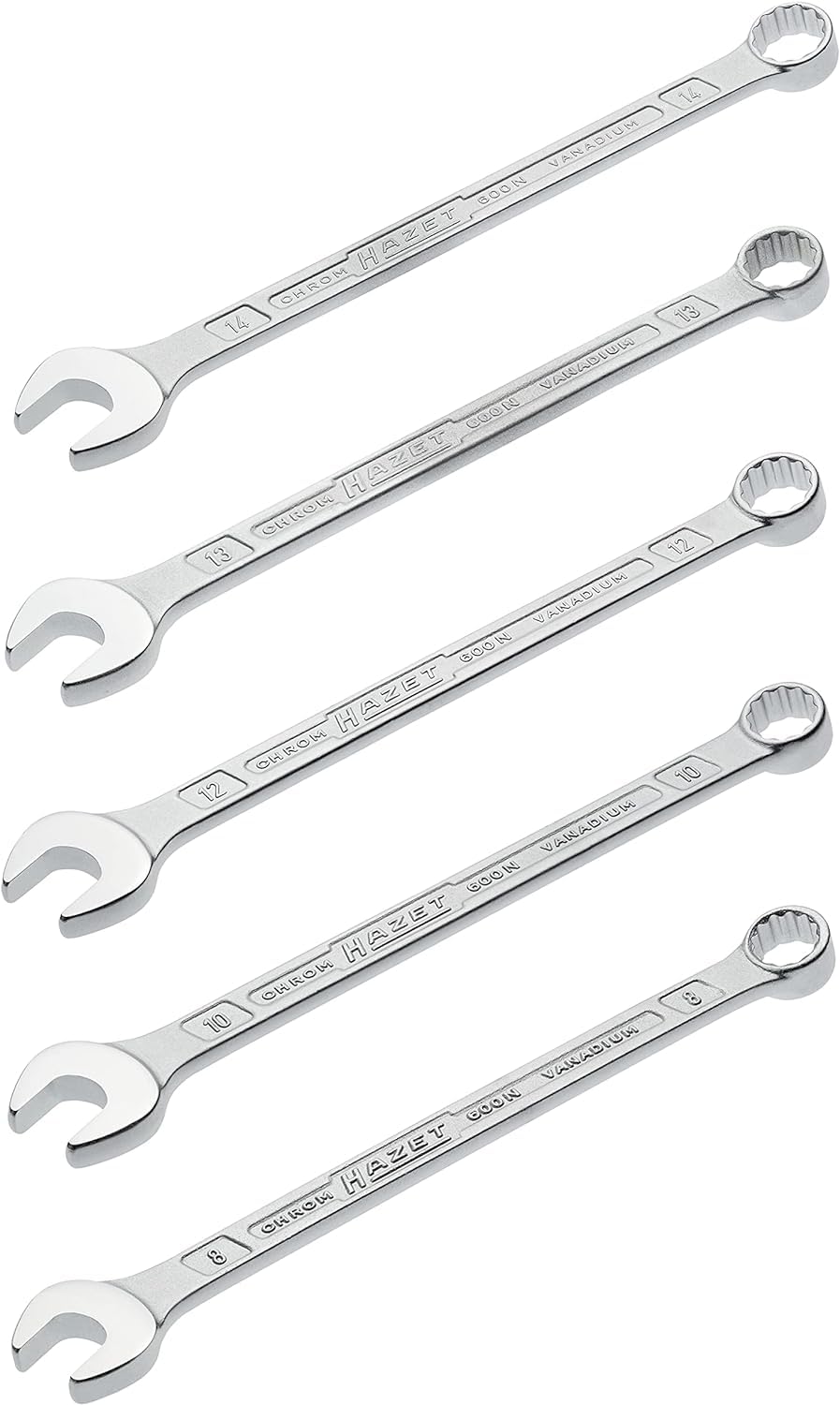 HAZET Juego de llaves combinadas 600SPC/10 I 10 herramientas, salida: hexágono exterior doble, ancho de llave: 8 -19 mm, mango de llave de anillo fino con perfil en T doble extra robusto