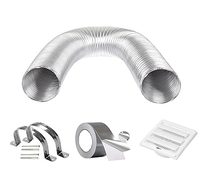 Ardnib Kitchen Chimney Aluminium Exhaust Pipe & Vent Cover with Installation Kit (8 FT KIT)