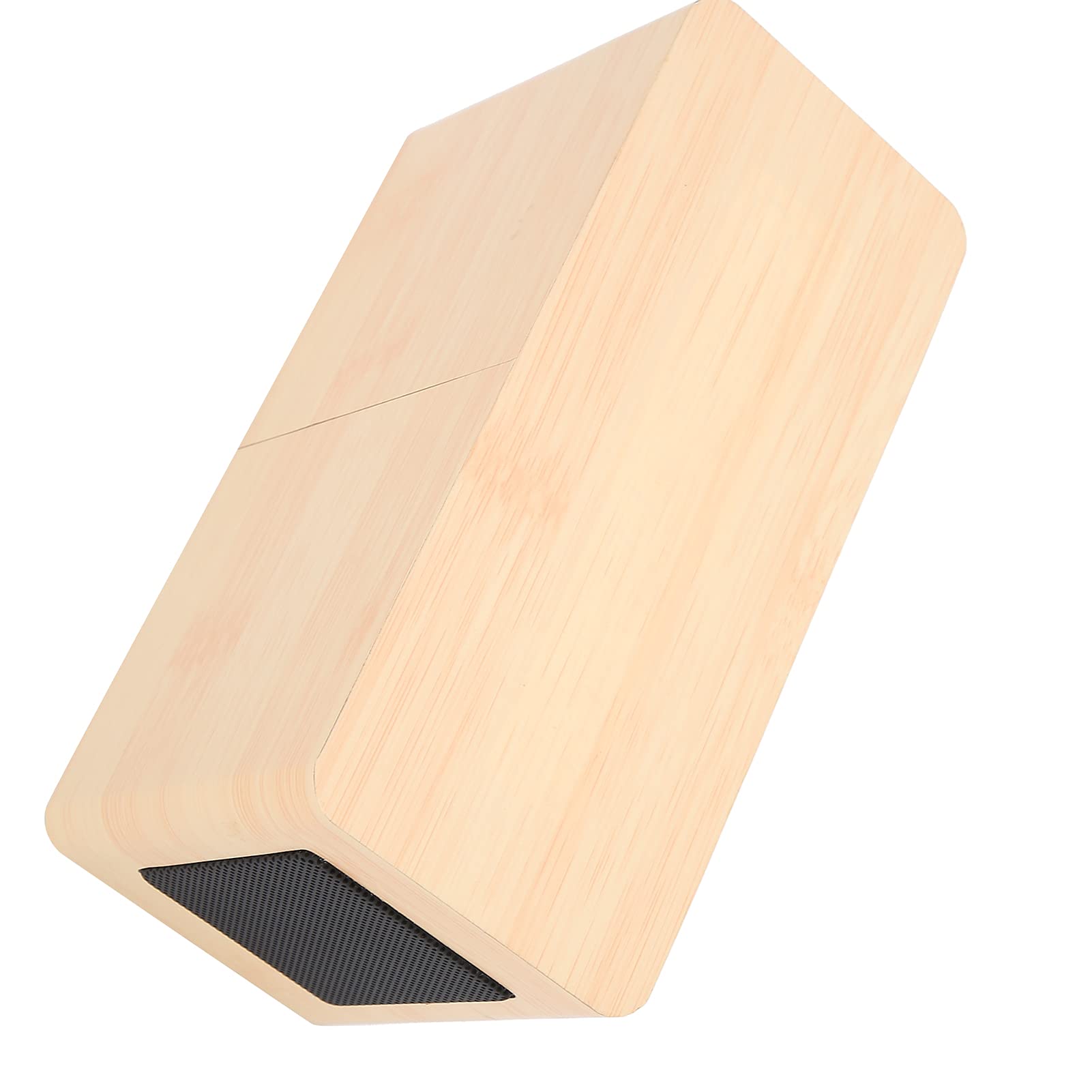 Zerodis Suministros de Oficina Altavoz Bluetooth con Despertador y Carga Inalámbrica para Uso Doméstico Multifuncional de Madera (luz roja de Madera Amarilla)