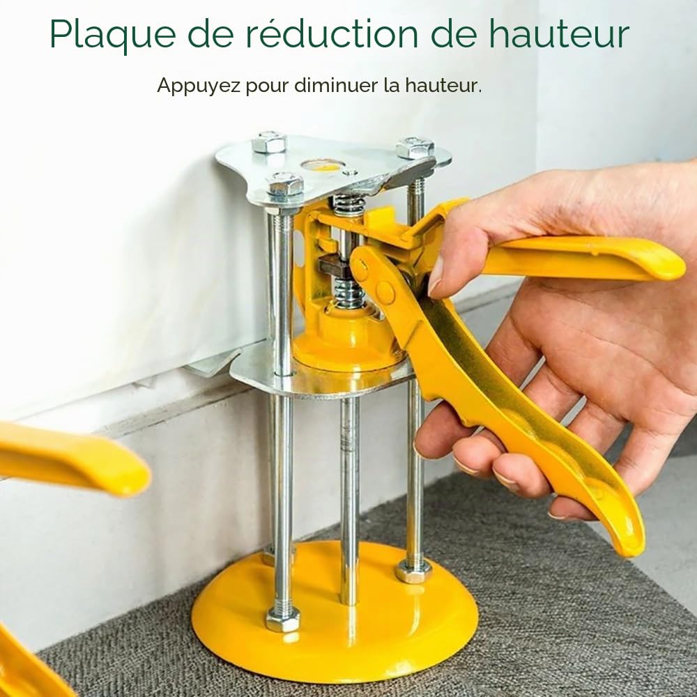 Réglage de la Hauteur du Carrelage Mural,Lève-outils Manuels,Bras économiseur de travail, 5 pièces Dispositif de réglage de levage,Pour murs de bâtiments, carreaux, panneaux de porte, armoires (jaune