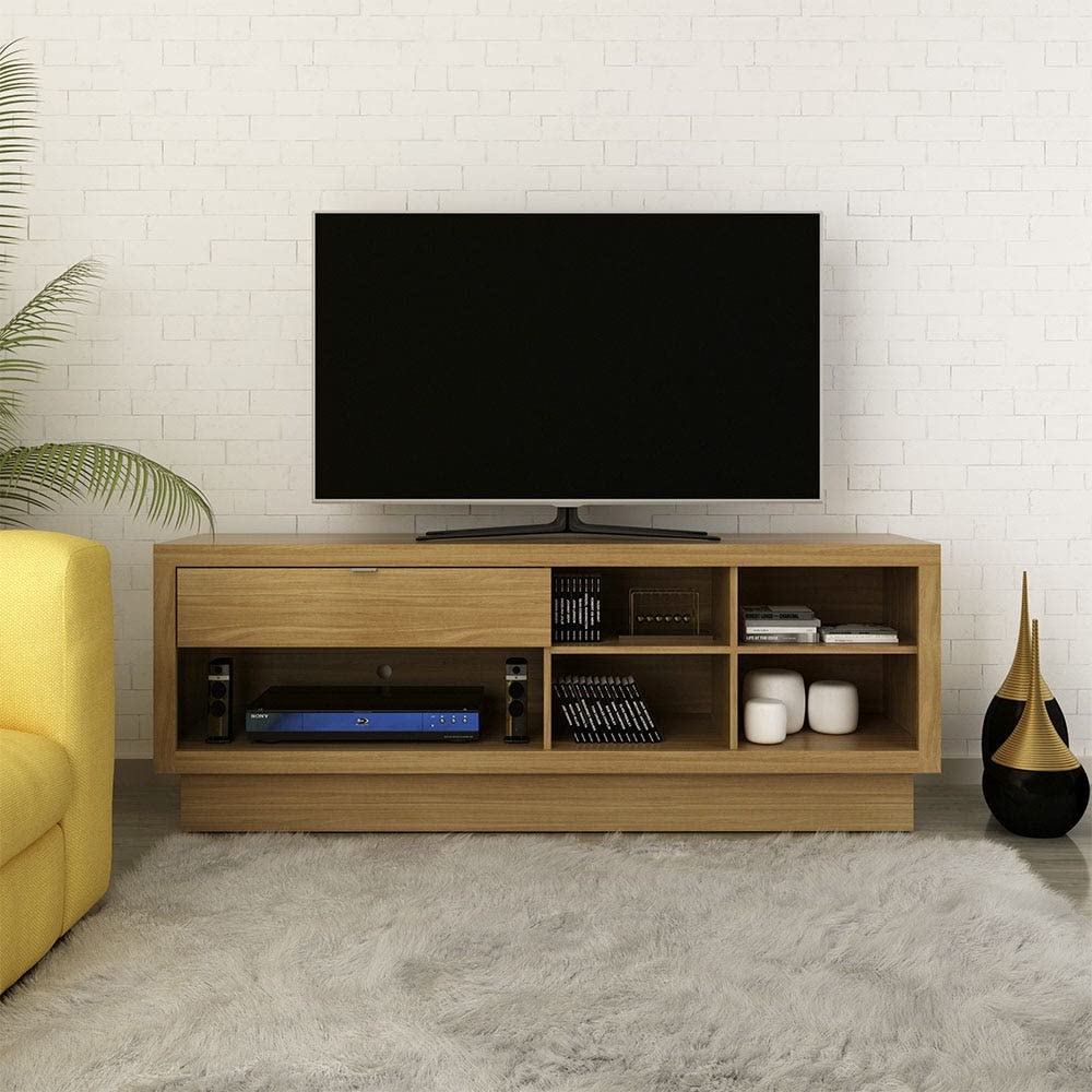 Danube Home Azul TV Cabinet For Up To 65 Inches TV I Entertainment Modern Design Wall Unit Furniture I Wooden TV Stand For Living Room, Bedroom | TV Rack L160xW40xH60 cm - Natural