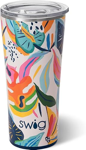 Swig Life Vaso aislado de 22 onzas, vaso de café de viaje con tapa, apto para portavasos de viaje, termo de acero inoxidable (Calypso)