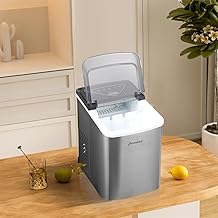 Counter Top Ice Maker Machine, Electric Ice Cube Maker, Make Ice In 6-7 Mins, 2 L, Self Cleaning, Touch led Buttons,Scoop & Basket included (Silver)