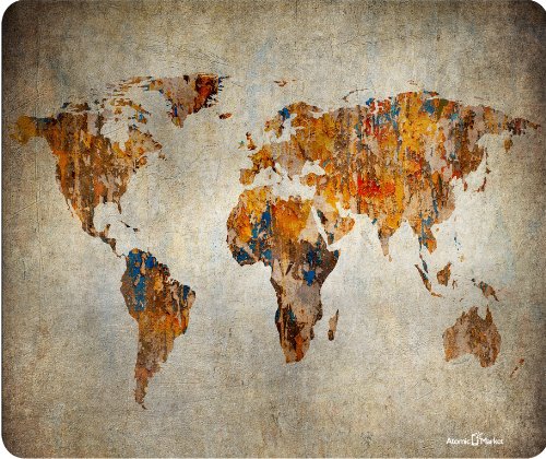 Atomic Market Grunge Carte du Monde épais Tapis de Souris