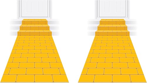 Beistle 2 piezas novedosas de pasillo de ladrillo amarillo para temática de princesa, decoración de fiesta de cosplay de Halloween, fiesta