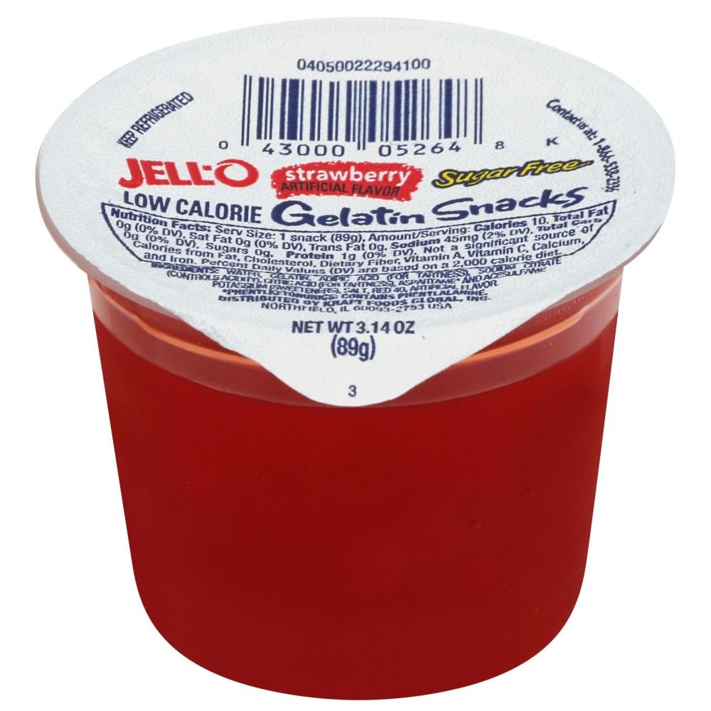 Jello Ready To Eat Sugar Free Strawberry Gelatin - 6 per pack -- 4 packs per case.