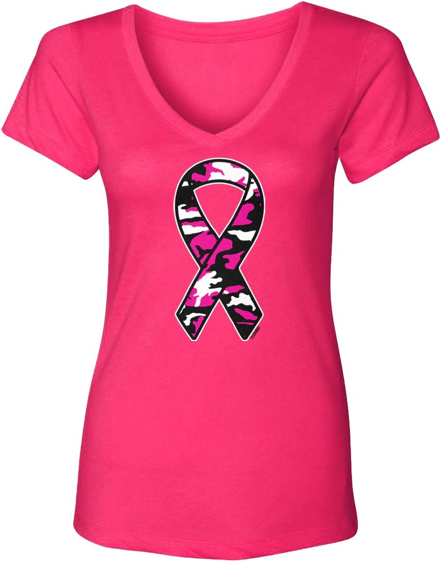 Tcombo Camoflauge Pink Ribbon - Breast Cancer Women's V-Neck T-Shirt