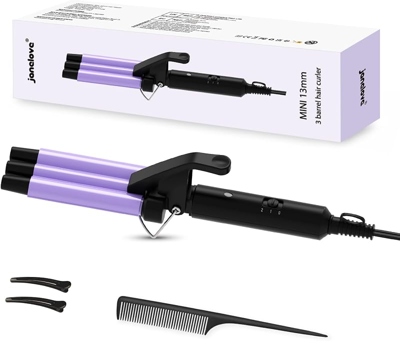 Upgraded Hair Crimper 2 Adjustable Temperature, 1/2 Inch Beach Waves Curling Iron, Hair Waver for Short & Medium Hair, Home and Travel Friendly Crimper Hair Tool, Dual Voltage