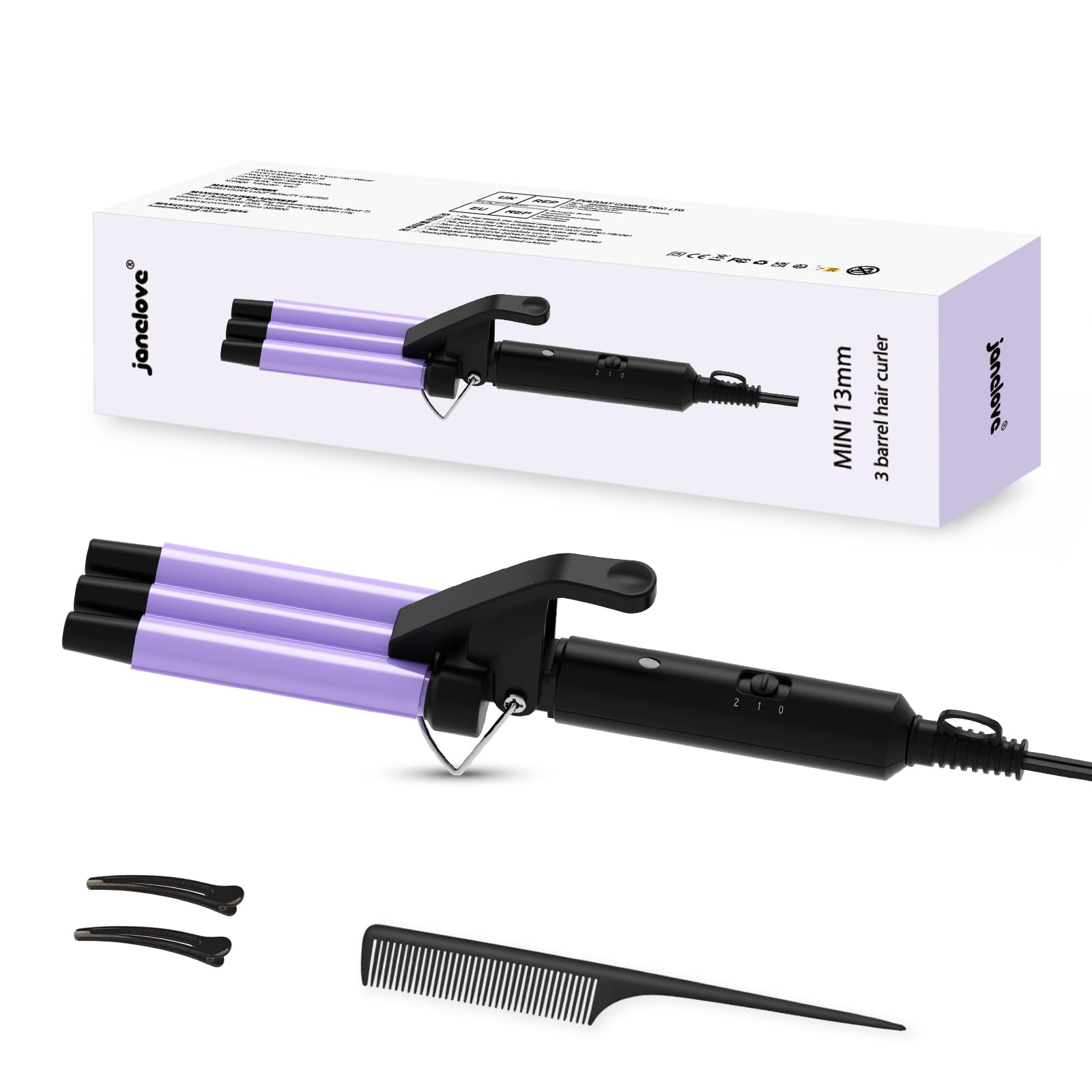 janelove Upgraded Mini Hair Waver for Short & Medium Hair, 13MM Curling Wand, 0.45lb Lightweight