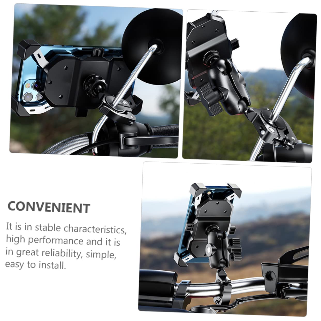 Soporte para Teléfono Móvil de Motocicleta Base de Montaje de Bola de Aleación de Aluminio Adaptador de Manillar Compatible Bicicletas y Motocicletas Duradero y Resistente