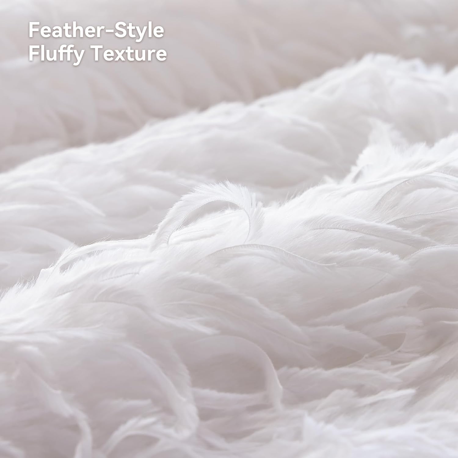 weigelia Fluffy Faux Fur Throw Blanket – Soft Cozy Fuzzy Blanket for Couch, Feather-Style Plush Shaggy Throw, Elegant Decor for Bed & Women, White