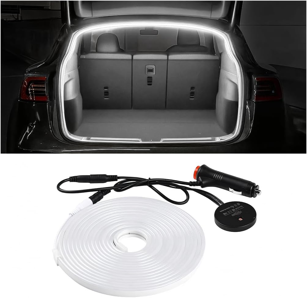 Car Trunk LED Strip Light, 12V 16.4FT Flexible Cuttable Silicone Vehicle Trunk Cargo Area Ambient Light, Waterproof Automotive Cargo Neon Strip Lighting, Universal for Vehicles (White)