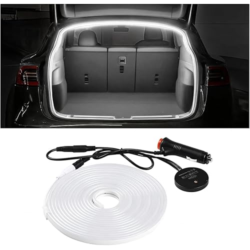 Car Trunk LED Strip Light, 12V 16.4FT Flexible Cuttable Silicone Vehicle Trunk Cargo Area Ambient Light, Waterproof Automotive Cargo Neon Strip Lighting, Universal for Vehicles (White)