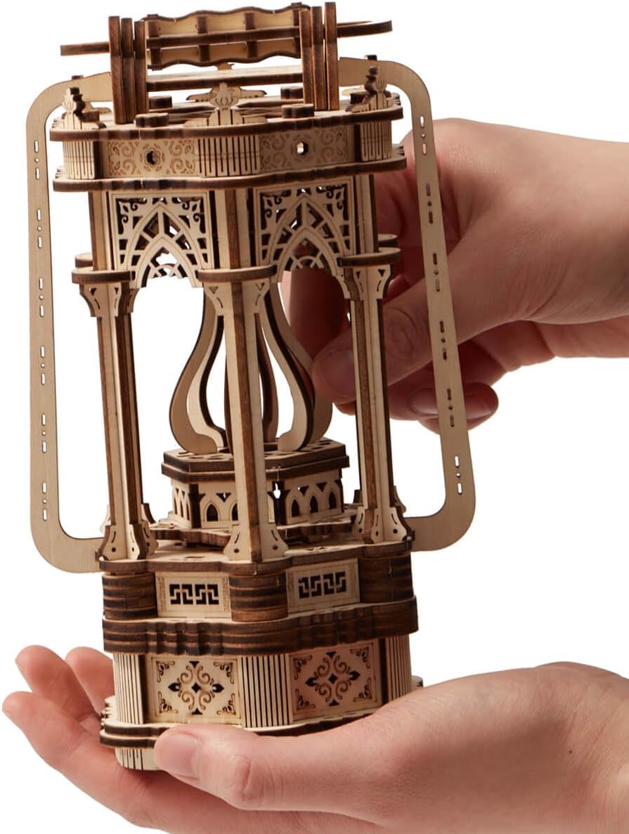 3D Wooden Puzzles for Adults 145pcs LED Light Vintage Lantern DIY Wooden Assembly Kit for Teens Home Decor