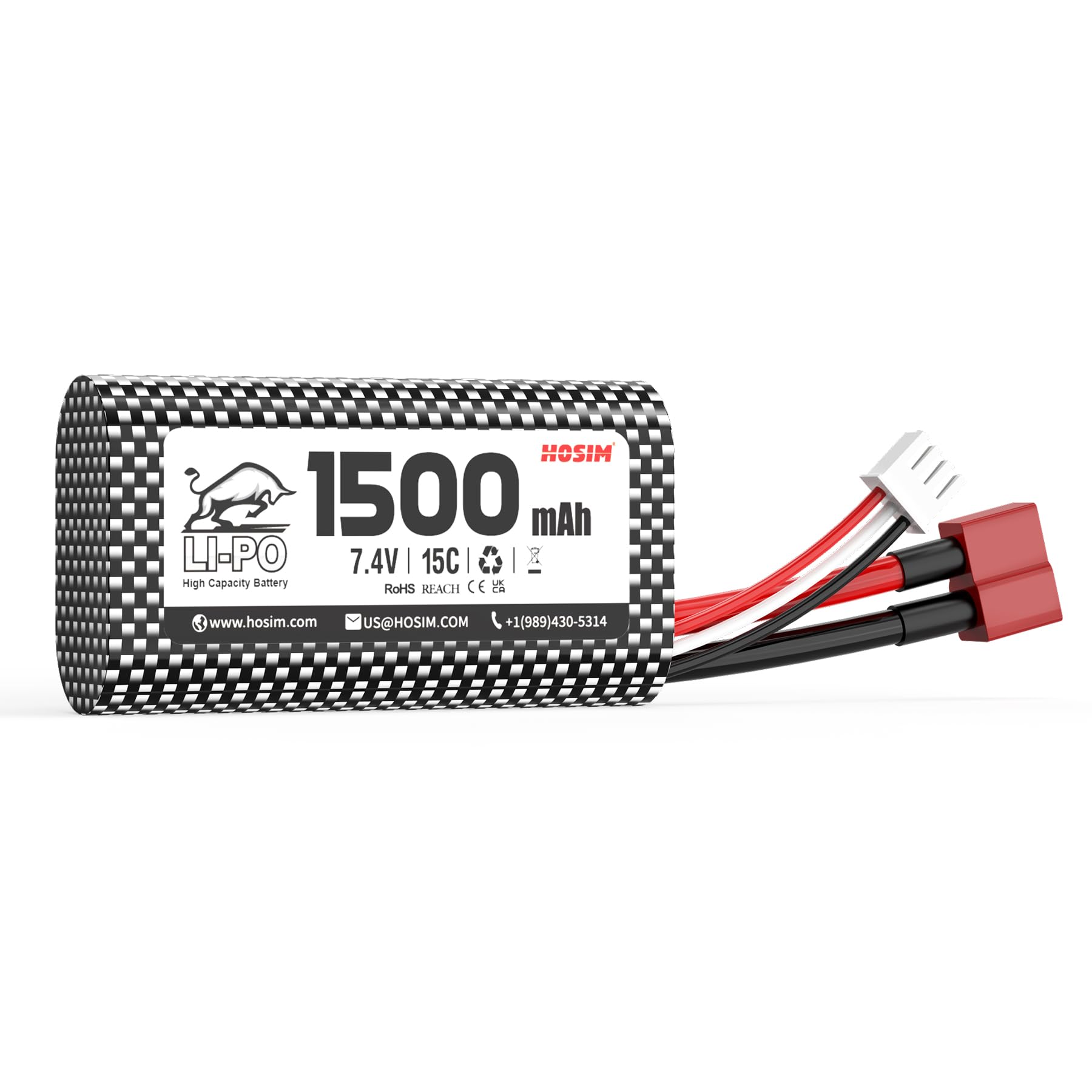 Amazon.com: Hosim 7.4V Lipo Battery 2S 1500mAh 15C Rechargeable