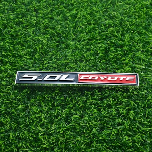 Image of 2 Pcs 5.0L Coyote Emblems 3D Badge V8 Decal Engine Trunk Sticker Nameplate Letter Fit for Mustang & 150 (Red)