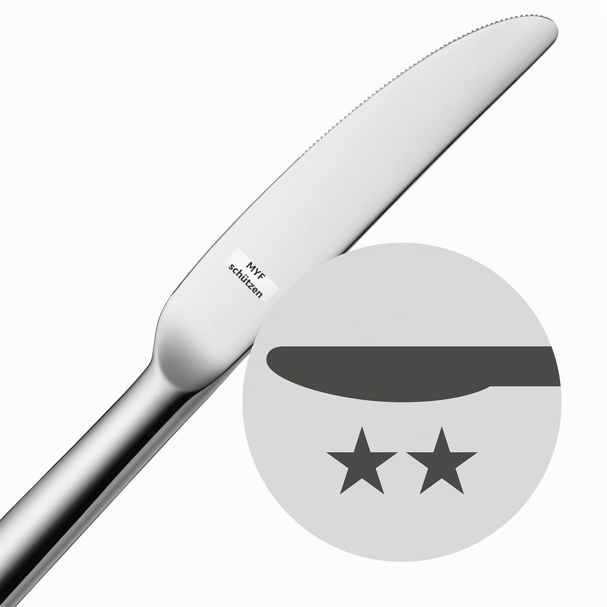 WMF Lyric Edelstahl Besteck Set 6 Personen, Essbesteck Set 24 teilig Monobloc-Messer, Cromargan protect poliert, kratzbeständig, spülmaschinenfest