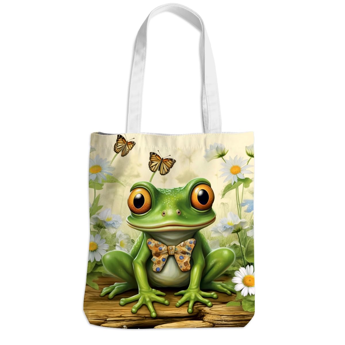 Henhesaha Frog Decor Canvas Tote Bag for Women - Cute Beach & Christmas Gifts - Reusable Grocery Bags