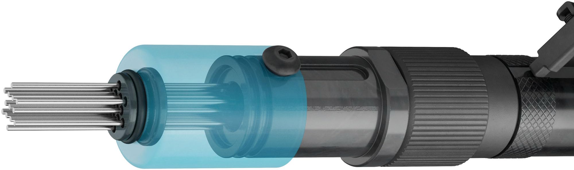 HAZET Mini ablatore ad ago 9035M-6, lunghezza 235,6 mm, funzionamento ad aria compressa, pulizia delicata di parti sporche, 13 aghi in acciaio inox, 3000 colpi/min, uscita aria a 360 gradi