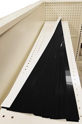 Miniatura 3 de Tiras de inserción de vinilo precortadas para estantería decorativa de góndola, estante de 48 x 1.25 pulgadas, canal C, negro, paquete de 20