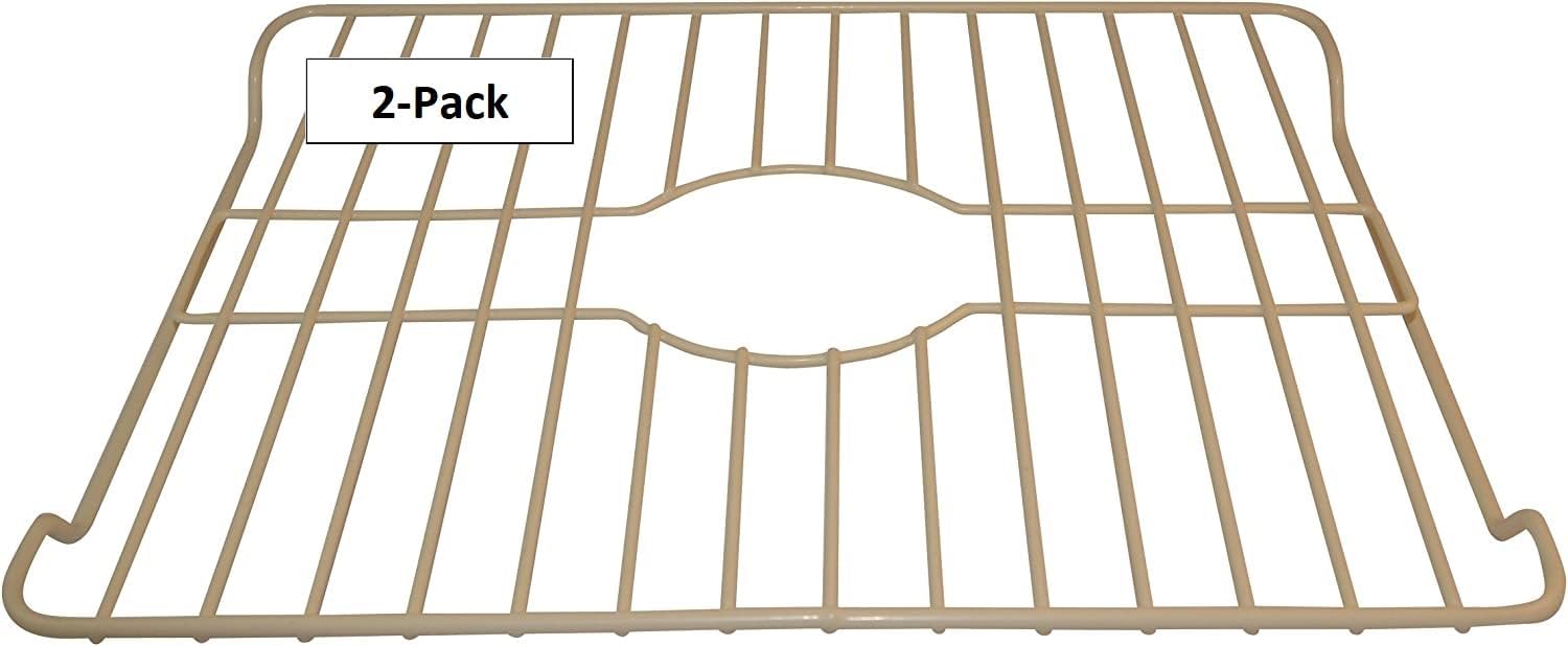 Better Houseware Kitchen Sink Protector with Centered Drain 12.5" x 16.1" x 1" Medium, Almond (2 Pack)